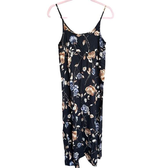 Anxiety Dresses & Skirts - Vintage Anxiety Floral Midi Tank Dress Black Size Medium Made in the USA‎
